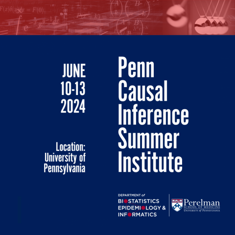 June 10-13, 2024. Penn Causal Inference Summer Institute. Location: University of Pennsylvania. DBEI logo.